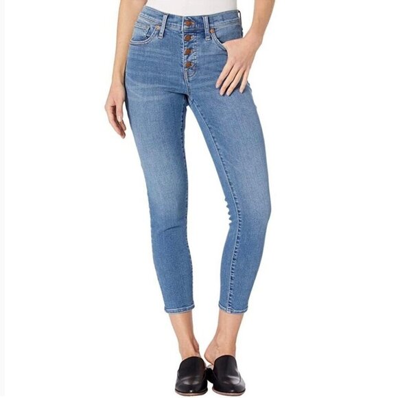 Madewell 28 (6) Mid Rise 9” Skinny Crop Button Fly Women’s Jeans Stretch - Picture 1 of 10